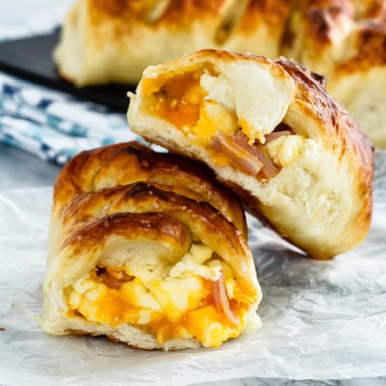 Ham, Egg and Cheese Pretzel Rolls - Recipe photo by bake.eat.repeat.