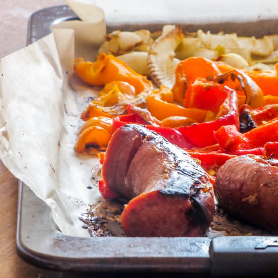 Kielbasa & Peppers Sheet Pan Dinner - Recipe photo by percolatekitchen