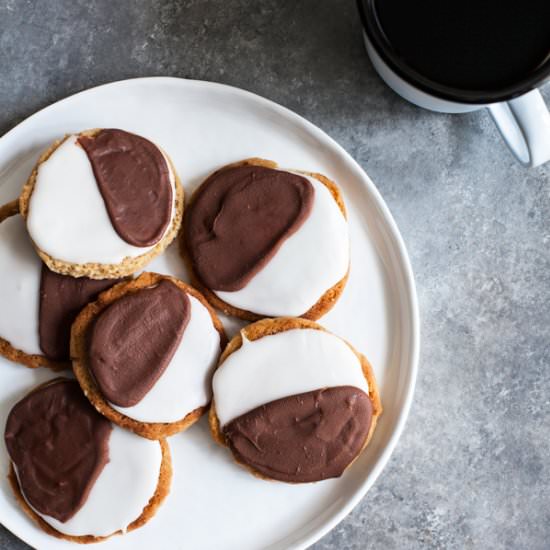 Vegan Black-and-White Cookies - Recipe photo by thefullhelping