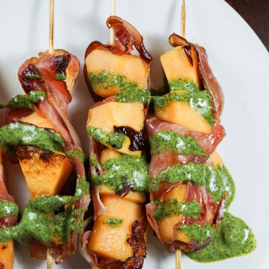 Grill Cantaloupe Prosciutto Skewers - Recipe photo by Eat Your Way Clean