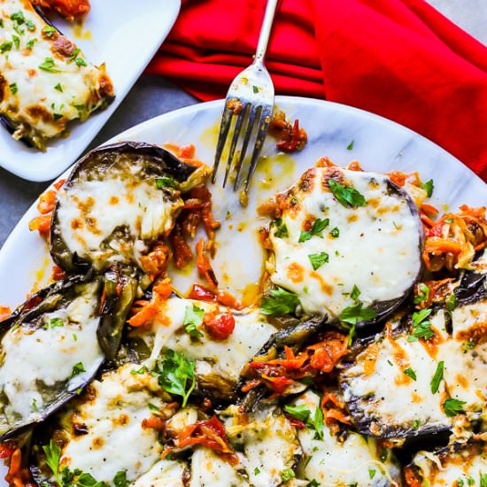 Loaded & Baked Eggplant Recipe - Recipe photo by MunchkinTime