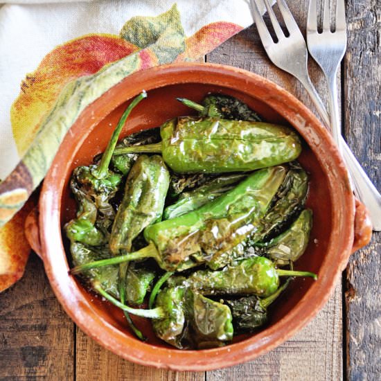 Blistered Padron Peppers - Recipe photo by Spain on a Fork
