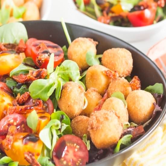Fried Mozzarella & Tomato Salad - Recipe photo by foodandjourneys