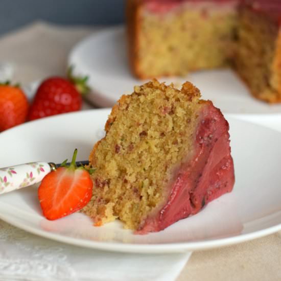Strawberry & Basil Upside-Down Cake - Recipe photo by OnlyCrumbsRemain
