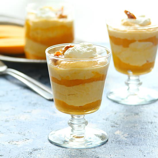 Mango Fool with Candied Almonds - Recipe photo by Happy And Harried