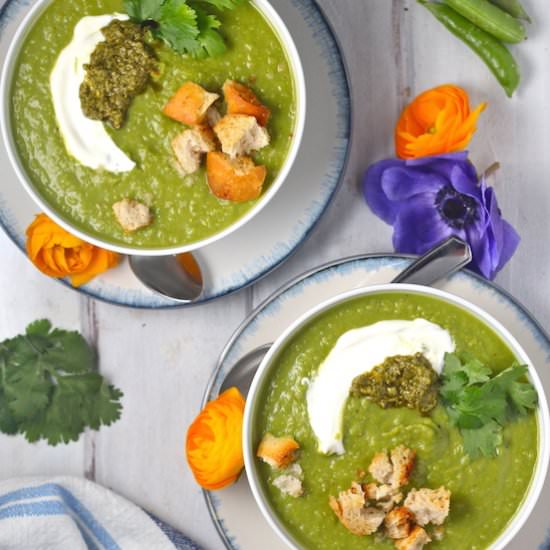 Caramelized Leek Pea Soup - Recipe photo by themillennialcook