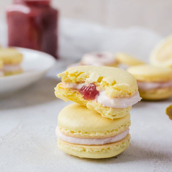 Rhubarb Lemon Macarons - Recipe photo by FoodFanatical