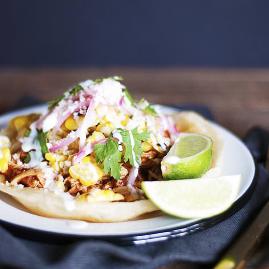 Mexican Chicken Tostadas - Recipe photo by thecharmingdetroiter