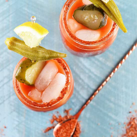Smoky Bourbon Bloody Marys - Recipe photo by lexibites