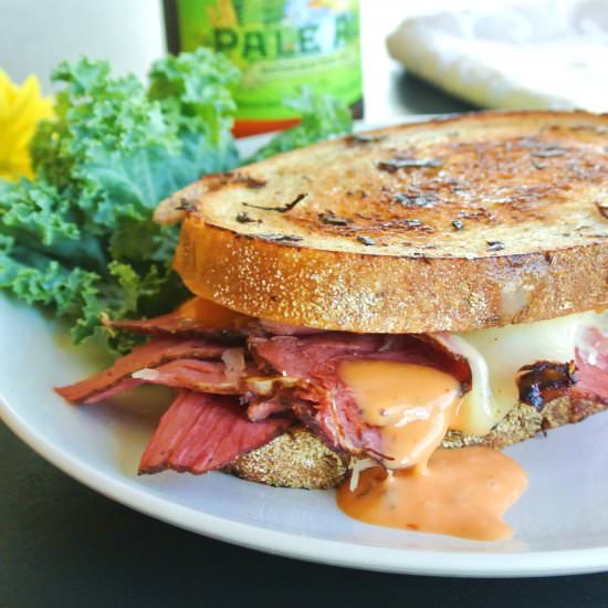 Reuben Pastrami on Rye Sandwich - Recipe photo by No Plate Like Home