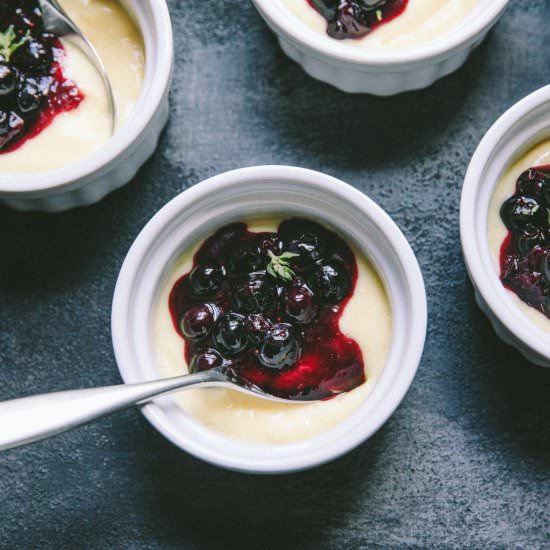Lemon Pudding and Blueberry Compote - Recipe photo by athoughtforfood