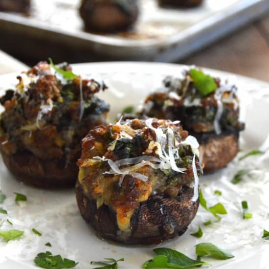 Spinach & Sausage Stuffed Mushrooms - Recipe photo by texasgranolagirl