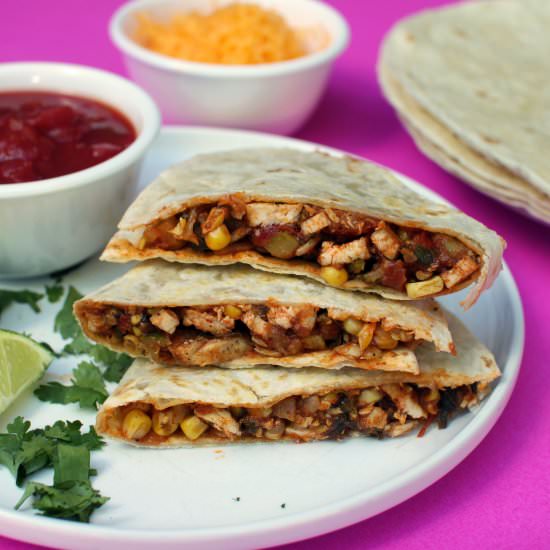 Veggie Packed Chicken Quesadillas - Recipe photo by Sneaky Mommies