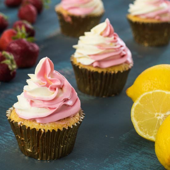 Strawberry Lemon Cupcakes - Recipe photo by Home Cooking Adventure