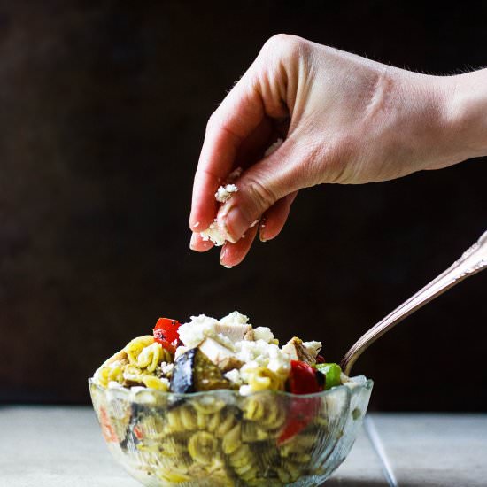 Grilled Vegetable Pesto Pasta Salad - Recipe photo by thegreybell