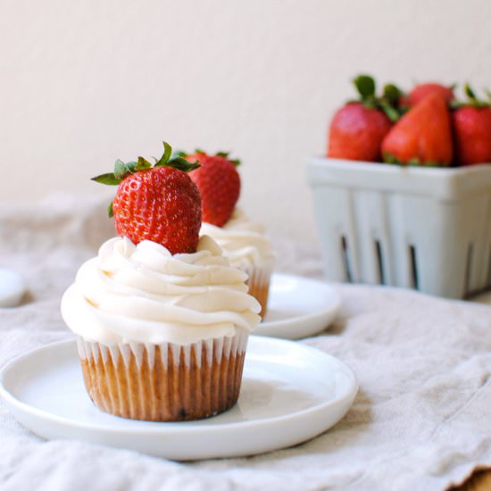Strawberry Banana Cupcakes - Recipe photo by letseatcakeblog