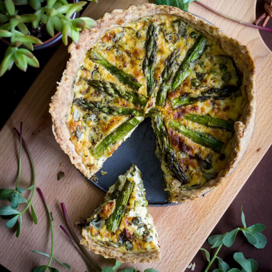 Summer Purslane & Asparagus Quiche - Recipe photo by cuisinedeli