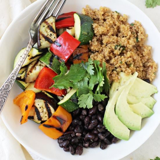 Grilled Veggie Enchilada Bowls - Recipe photo by Cook Nourish Bliss