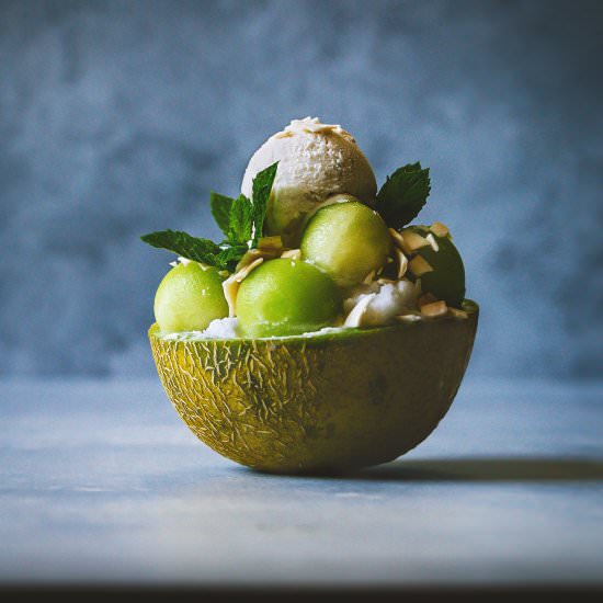 Galia Melon Bingsu w/ Coconut - Recipe photo by honestlyyum