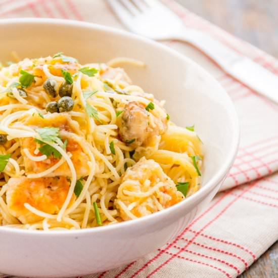 Chicken Piccata Angel Hair - Recipe photo by Priyanka DK