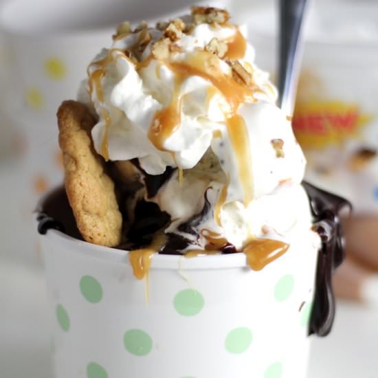Nutty Peanut Buttery Fudge Sundae - Recipe photo by Buy This Cook That