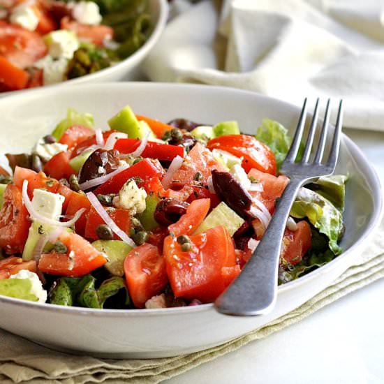 Greek Salad - Recipe photo by PinchandSwirl