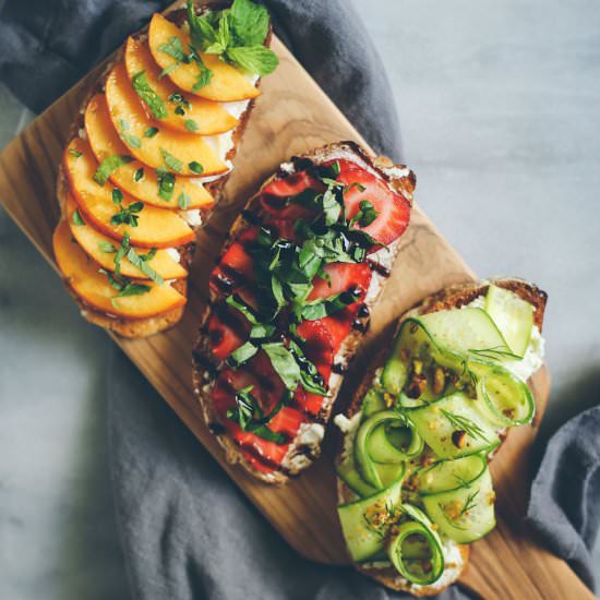 Summer Toasts, 3 Ways - Recipe photo by feast_and_fable