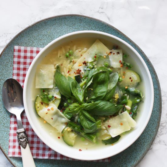 Spring Vegetable Minestrone - Recipe photo by wishtodish