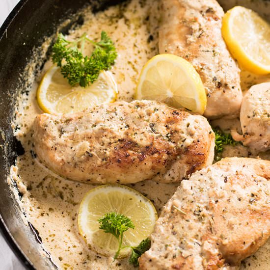 Creamy Lemon Garlic Chicken - Recipe photo by TheSaltyMarshmallow