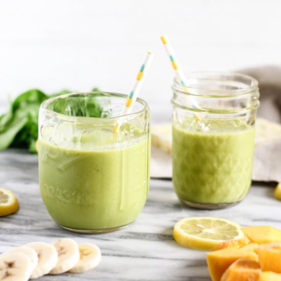 Mango Ginger Green Smoothie - Recipe photo by pumpkinandpeanutbutter