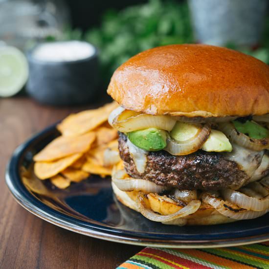 Mojo Beef Burgers - Recipe photo by stripedspatula