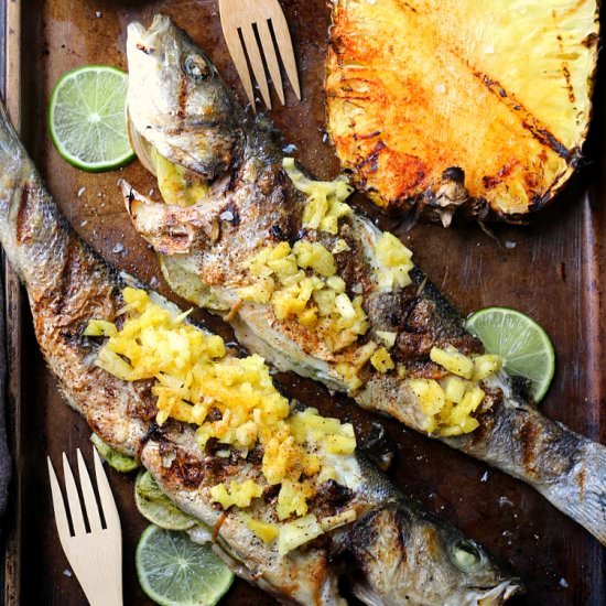Pineapple Lime Grilled Branzino - Recipe photo by Garden in the kitchen