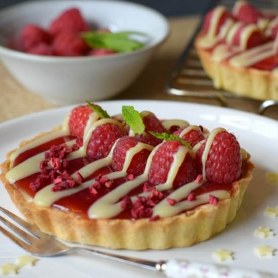 Raspberry & White Chocolate Tart - Recipe photo by OnlyCrumbsRemain