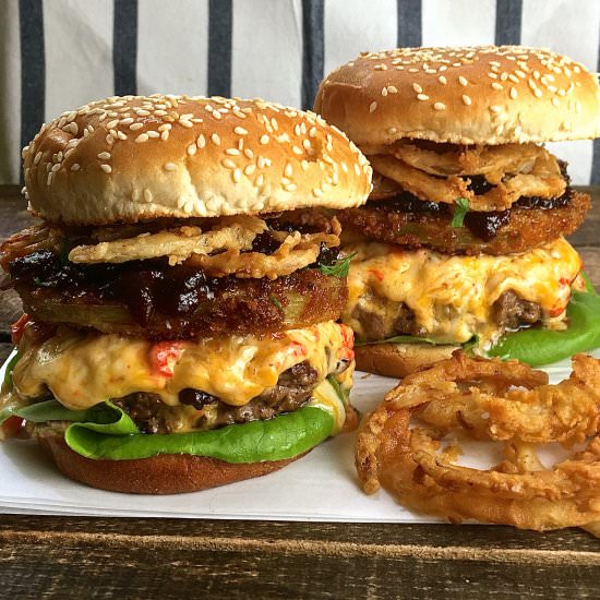 The Ultimate Southern Style Burger - Recipe photo by Grits and Pinecones