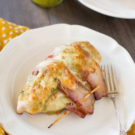 Bacon Wrapped Pesto Chicken - Recipe photo by Kristine Underwood