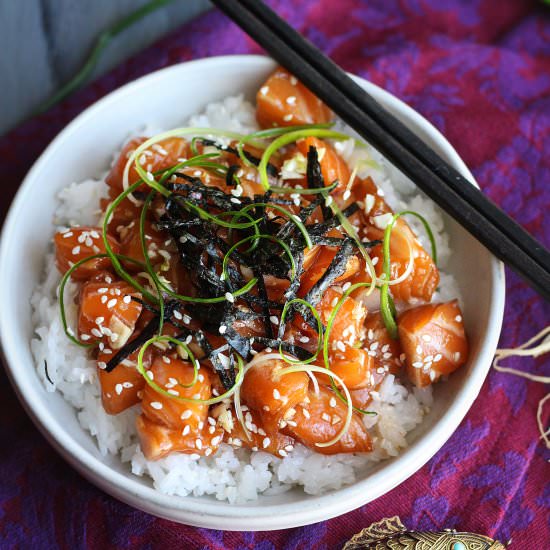 Salmon Poke Bowl - Recipe photo by aFeastofStarlight