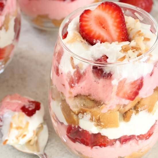 Drunken Strawberry Coconut Trifle - Recipe photo by In Good Flavor
