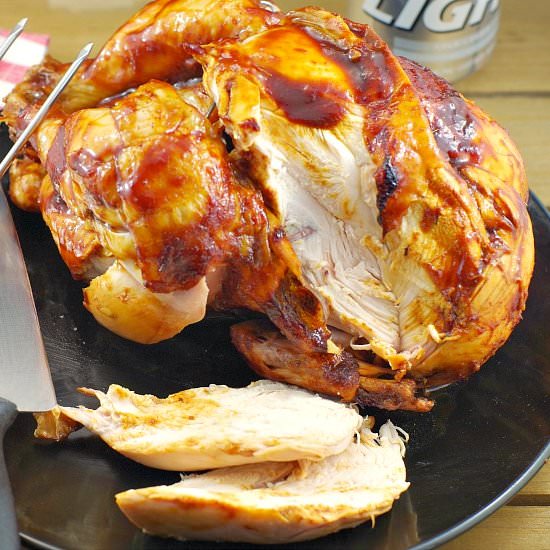 BBQ Beer Can Chicken - Recipe photo by Food Meanderings