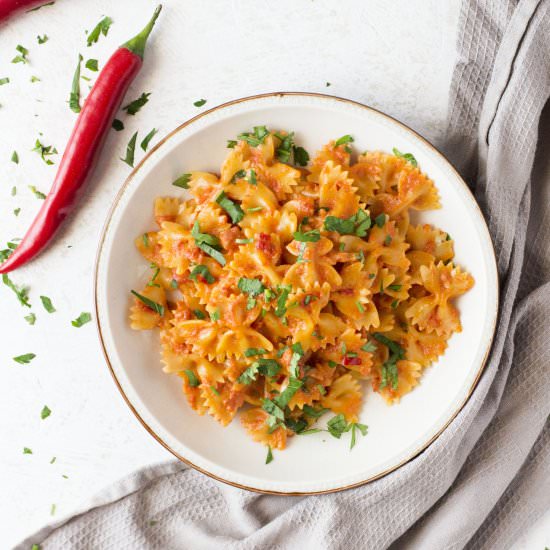 Farfalle Pasta with Pancetta - Recipe photo by Inside the rustic kitchen
