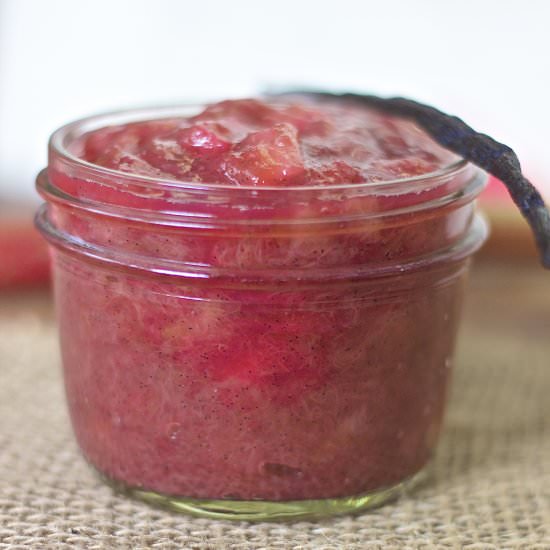 Rhubarb Vanilla Bean Compote - Recipe photo by KneadingHome