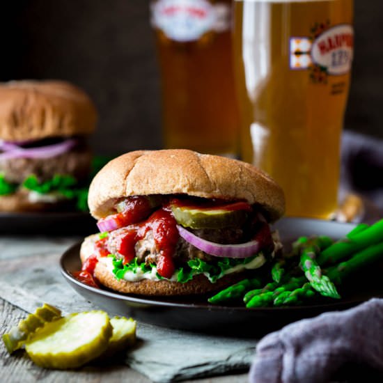 Portobello and Swiss Beef Burgers - Recipe photo by healthy seasonal recipes