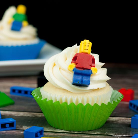 Lego Inspired Cupcakes - Recipe photo by Midwestern Moms