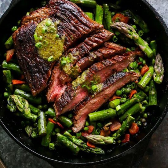 One-Skillet Steak & Spring Veggies - Recipe photo by platingsandpairings