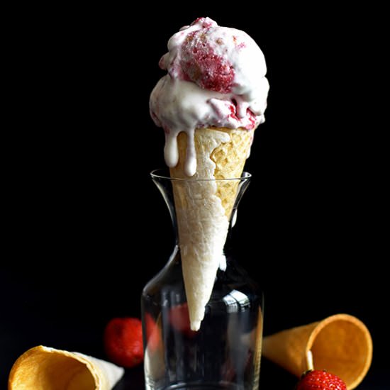 No-Churn Strawberry Ice Cream - Recipe photo by pepperdelight