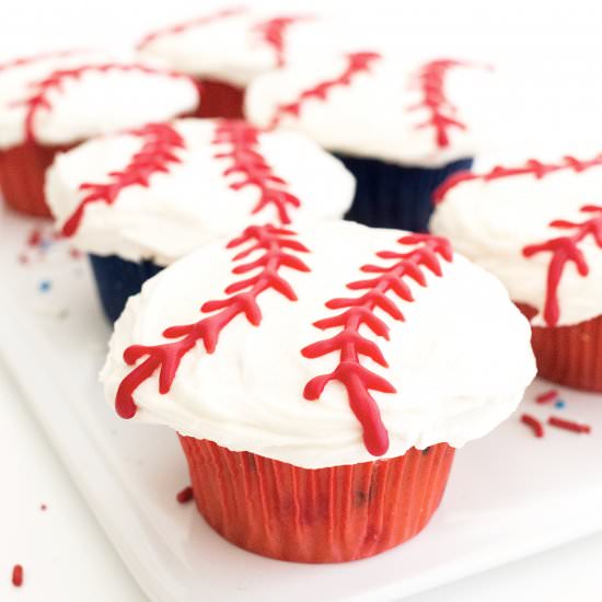 Funfetti Baseball Cupcakes - Recipe photo by thebakermama