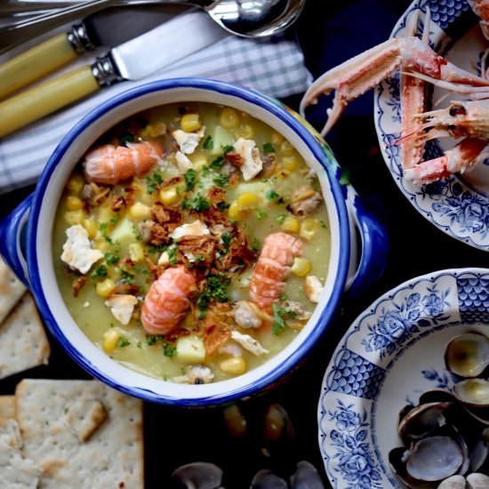 Dublin bay shrimp and clam chowder - Recipe photo by Jenniferocooks