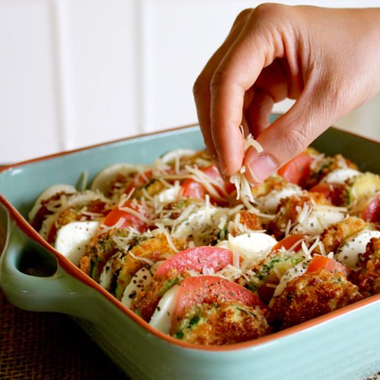 Baked Zucchini, Tomato, and Mozz - Recipe photo by Sneaky Mommies