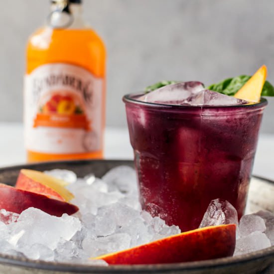 Blueberry Basil Peach Fizz - Recipe photo by cookienameddesire
