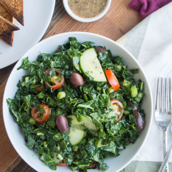 Kale Greek Salad - Recipe photo by myutensilcrock