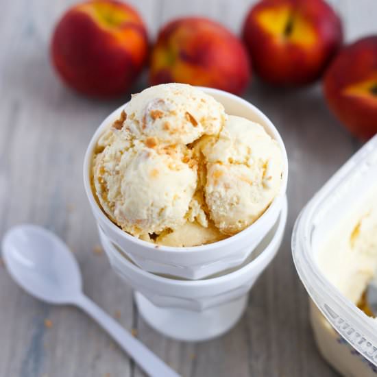 Homemade Peach Ice Cream - Recipe photo by 3ScoopsofSugar
